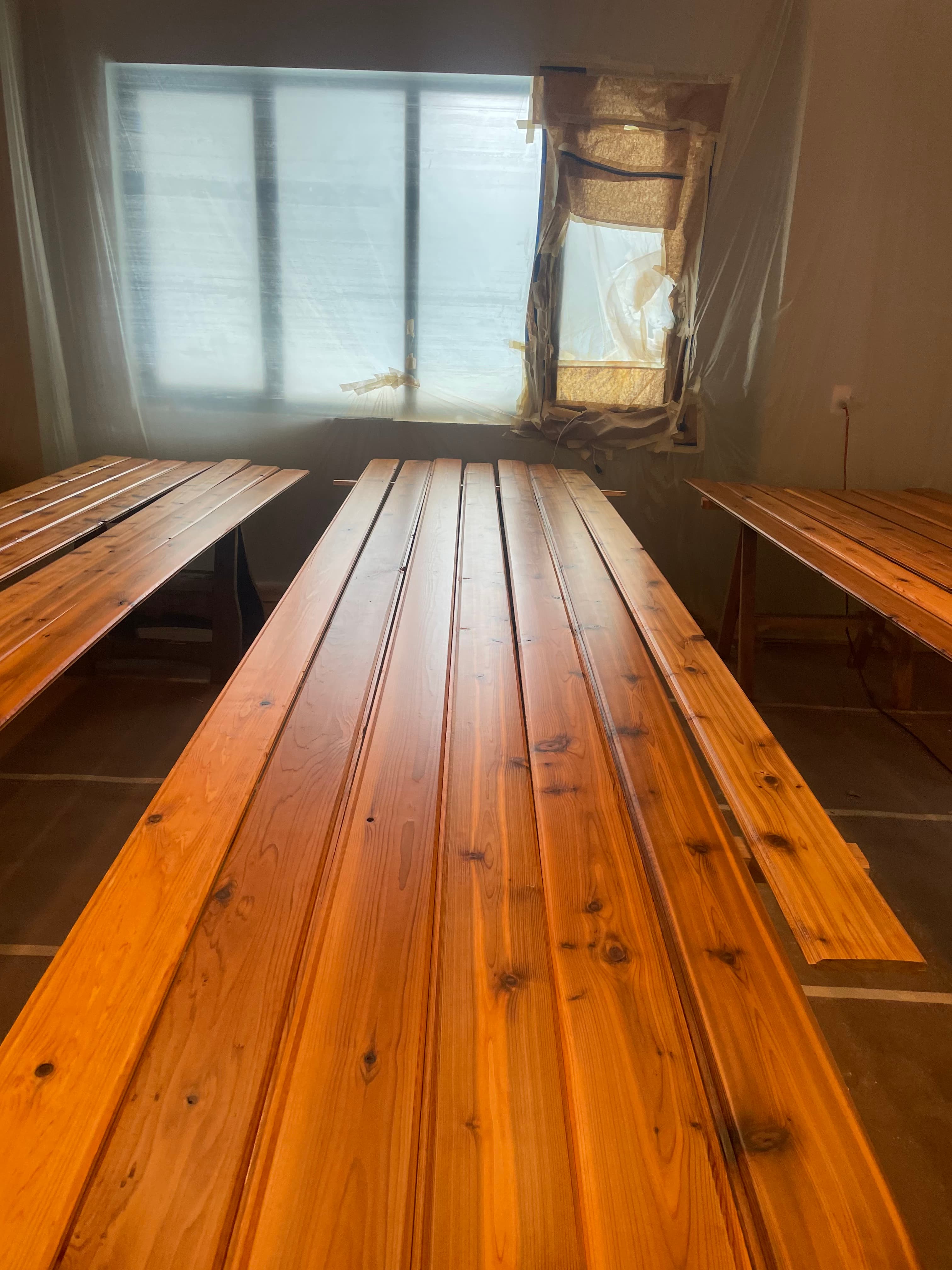 Cedar wall cladding finishing in a Spokane, WA interior